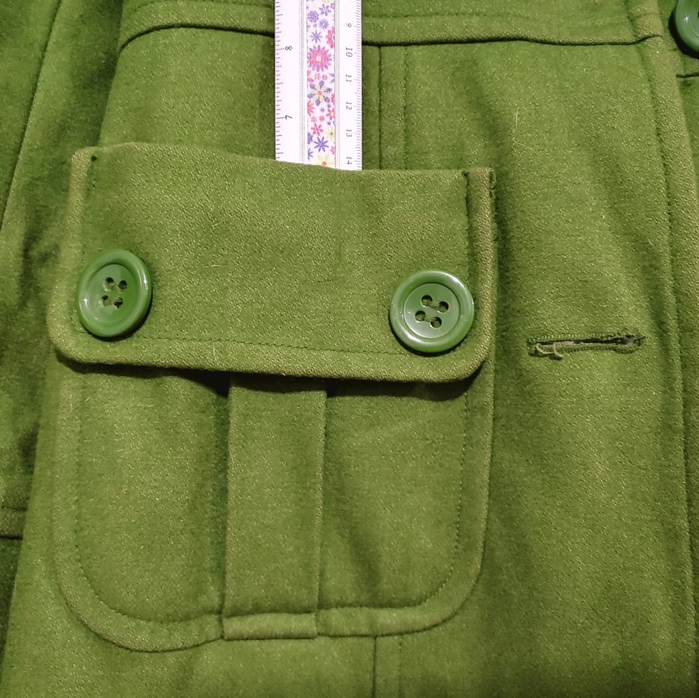 Tulle 100% Wool Green Button Up Coat - Picture 7 of 7